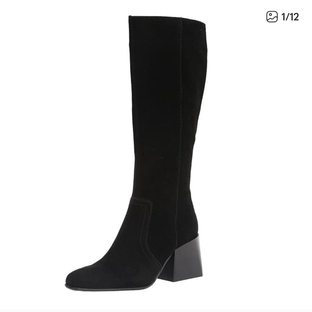Blondo Women's Tessa Waterproof Knee High Boot Black Cow Suede Size 7.5M